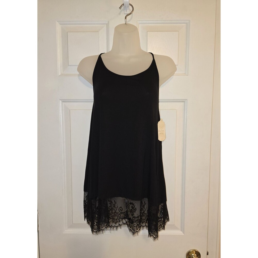 NWT Altar'd State Black Lace Trim Cami Slip Dress Top S Whimsigoth Witchy Grunge